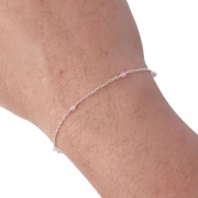 Chaîne maille forçat avec perles facettées 2.5 mm Quartz rose - Argent 925 x50cm