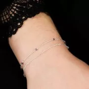 Chaîne maille gourmette 2 mm avec perles facettées Amazonite - Argent 925 x50cm