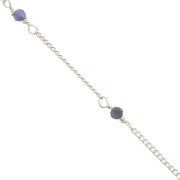 Chaîne maille gourmette 2 mm avec perles facettées Sodalite Argent 925 x50cm