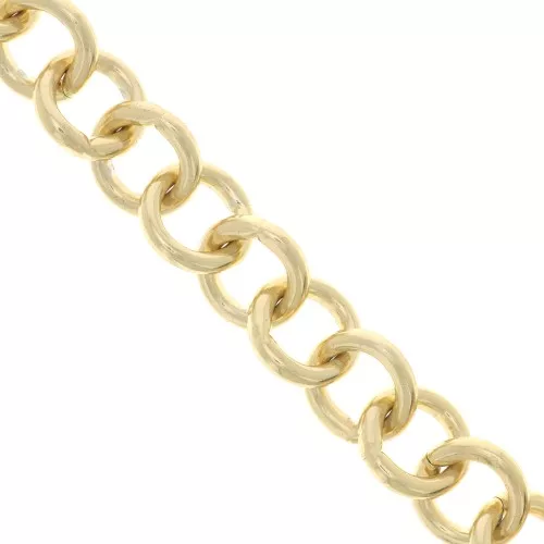 Chaîne en aluminium maille Forçat 15.8 mm - maillons ronds ouverts - Doré x1m