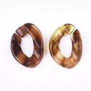 Maillons ovales torsadés 24x17 mm - Marbré Ambre x20