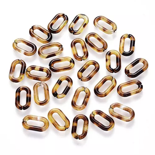Maillons ovales 14x8 mm - Ecaille de tortue - Marron - Noir x20
