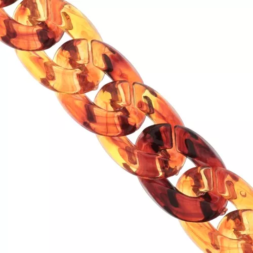 Chaîne acrylique maille gourmette 16.9 mm - Marbré Ambre x1m
