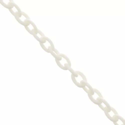 Chaîne plastique maille Forçat 6 mm - Blanc x42cm