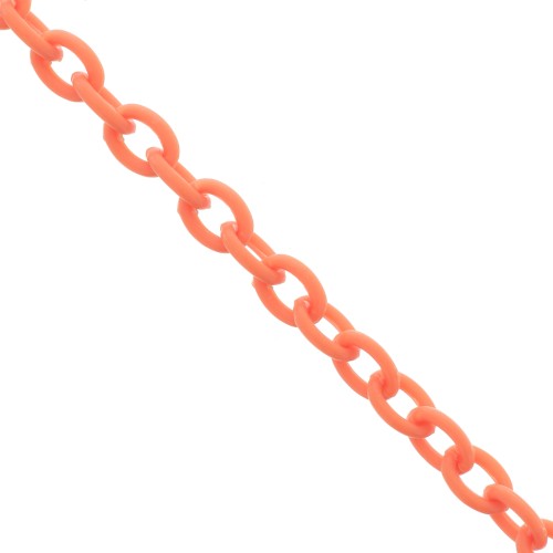 Chaîne plastique maille Forçat 6 mm - Orange x42cm