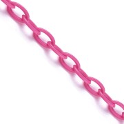 Chaîne plastique maille Forçat 7.4 mm - Rose fluo x39cm