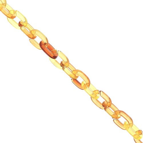 Chaîne acrylique maille Forçat 6 mm - Marbré Ambre x 1m