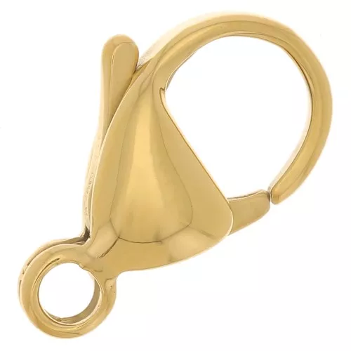Fermoir mousqueton 15 mm - Acier inoxydable 304L Doré x1