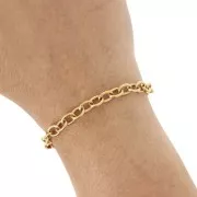 Chaîne maille Forçat striée 6 mm en Acier inoxydable 316L Doré x50cm