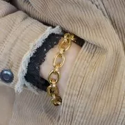 Chaîne maille Forçat alternée 13.8 mm en Acier inoxydable 316L Doré x50cm