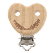 Clip amovible attache sucette - tétine 45x36 mm en bois - Coeur - Naturel x1|raw }}