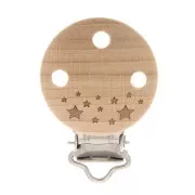 Clip amovible attache sucette - tétine 43x30 mm en bois - Rond - Naturel x1