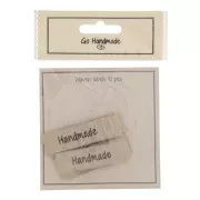 Set de 10 étiquettes tissées à coudre 50x15 mm - Handmade - Beige - Marron