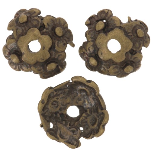 Coupelles décor fleurs 12 mm bronze x4