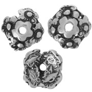 Coupelles décor fleurs 12 mm argenté vieilli x4