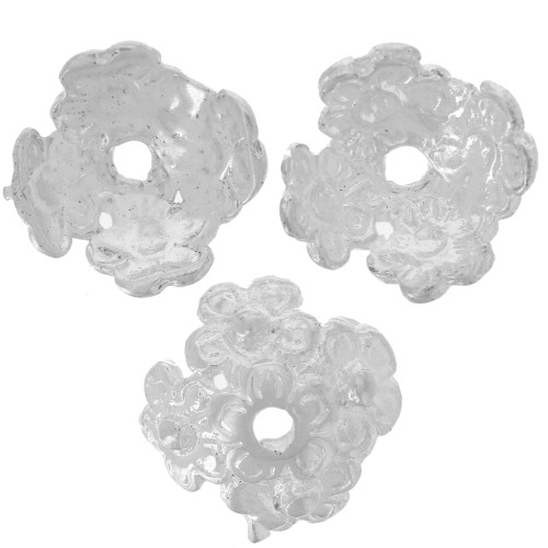 Coupelles décor fleurs 12 mm argenté x4