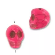 Perle Tête de mort en Howlite teintée 13 mm Hot Pink x1