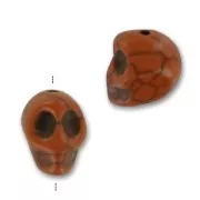Perle Tête de mort en Howlite teintée 13 mm Marron x1