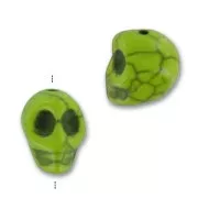 Perle Tête de mort en Howlite teintée 13 mm Olive x1
