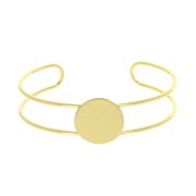 Bracelet plateau en laiton pour cabochon rond 15 mm - Doré à l'Or fin x1
