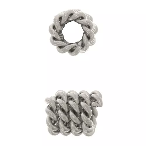 Perles tubes imitation barbelé 6x4.5 mm - Acier inoxydable x4