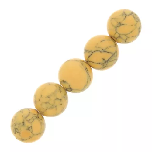 Perles rondes 6 mm imitation Howlite teintées- Vanille x20