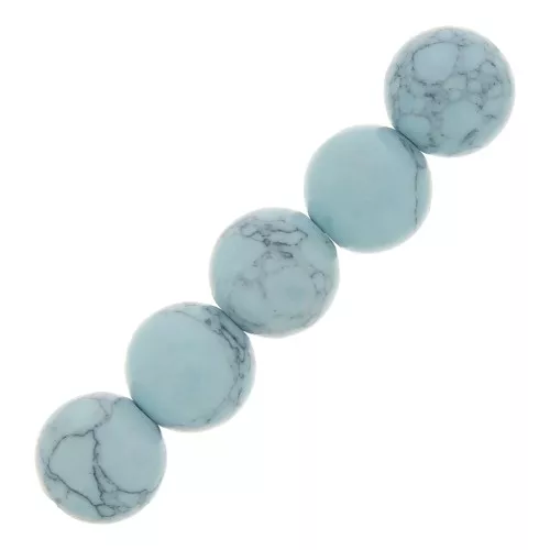Perles rondes 6 mm imitation Howlite teintées- Bleu clair x20