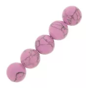 Perles rondes 6 mm imitation Howlite teintées- Rose x20