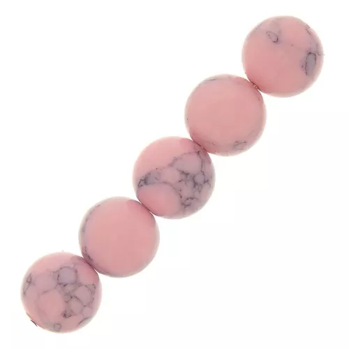 Perles rondes 8 mm imitation Howlite teintées- Rose clair x10