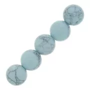 Perles rondes 8 mm imitation Howlite teintées- Bleu clair x10