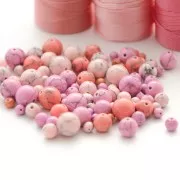 Perles rondes 8 mm imitation Howlite teintées- Rose x10