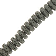 Perles rondelles - Heishi teintées 8 mm en Pierre de Lave - Gris x20