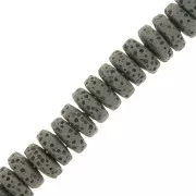 Perles rondelles - Heishi teintées 8 mm en Pierre de Lave - Gris x20