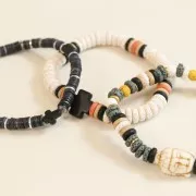 Perles rondelles - Heishi teintées 8 mm en Pierre de Lave - Gris x20