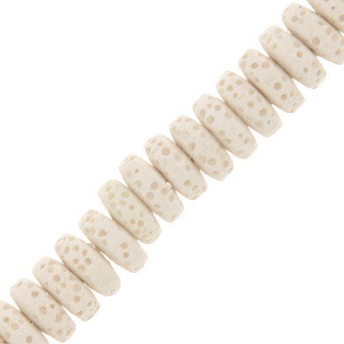 Perles rondelles - Heishi teintées 8 mm en Pierre de Lave - Blanc x20