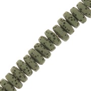 Perles rondelles - Heishi teintées 8 mm en Pierre de Lave - Olive x20