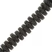 Perles Heishi rondelles teintées 8 mm en Pierre de Lave - Noir x20