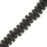 Perles rondelles - Heishi teintées 8 mm en Pierre de Lave - Noir x20