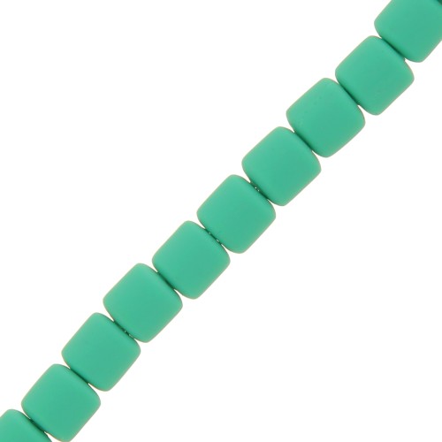 Perles tubes style Heishi en pâte polymère 6x6.2 mm - Turquoise x40 cm