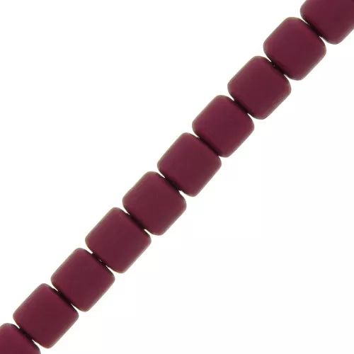 Perles tubes style Heishi en pâte polymère 6x6.2 mm - Prune x40 cm