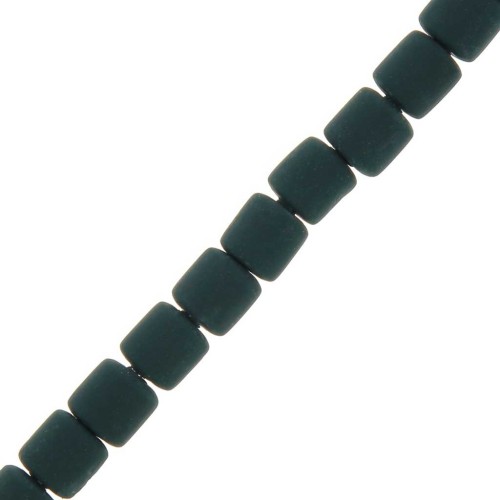 Perles tubes style Heishi en pâte polymère 6x6.2 mm - Vert foncé x40 cm