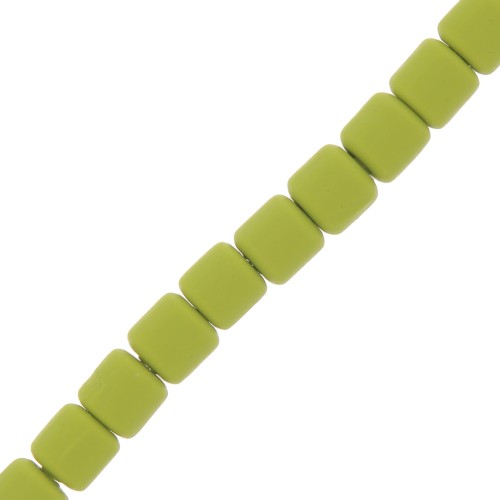 Perles tubes style Heishi en pâte polymère 6x6.2 mm - Vert clair x40 cm