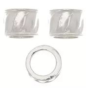 Perle tube travaillée 5x7 mm avec gros trou - Argent 925 x1