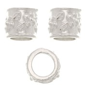 Perle tube motif fleurs 6x7 mm avec gros trou - Argent 925 x1|raw }}