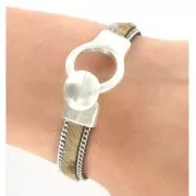 Lacet cuir 10 mm Léopard chainette x30cm