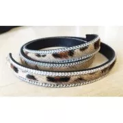 Lacet cuir 10 mm Léopard chainette x30cm