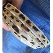 Lacet cuir 10 mm Léopard chainette x30cm