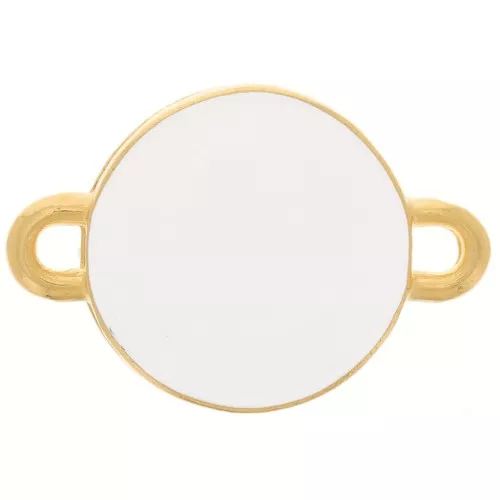 Intercalaire rond avec résine époxy 2 anneaux 12 mm Doré à l'or fin - Blanc x1