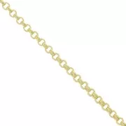 Chaîne maille Forçat double anneaux 2 mm - Doré à l'or fin x1m