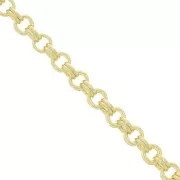 Chaîne maille Forçat double anneaux 2 mm - Doré à l'or fin x1m